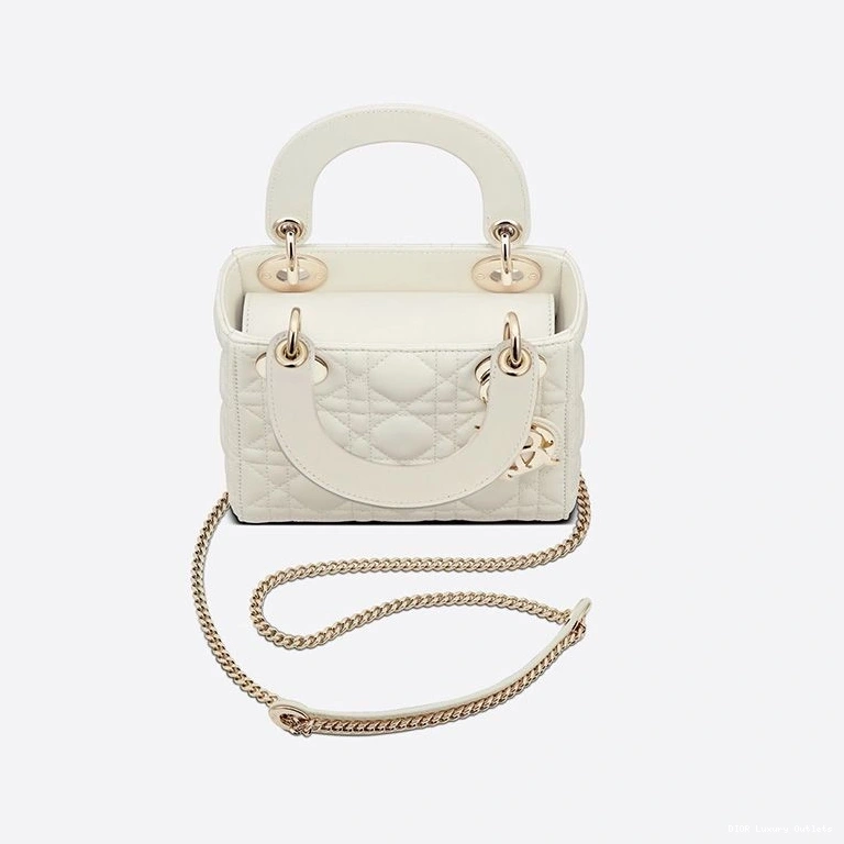 Cheap White Dior Bag Lambskin Mini Cannage Lady 0814 Luxury